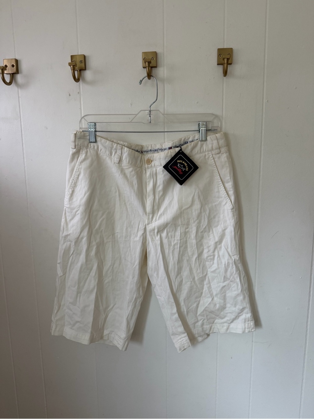 Paul & Shark Men's Flat Front Cotton Shorts - Cream White